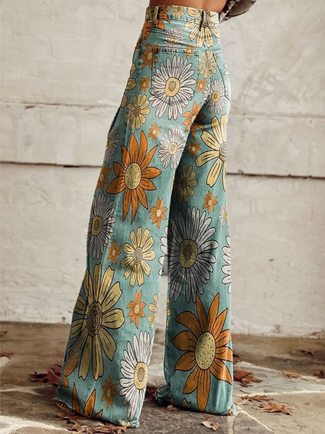 Corinne - Vintage Floral Pattern Palazzo Pants
