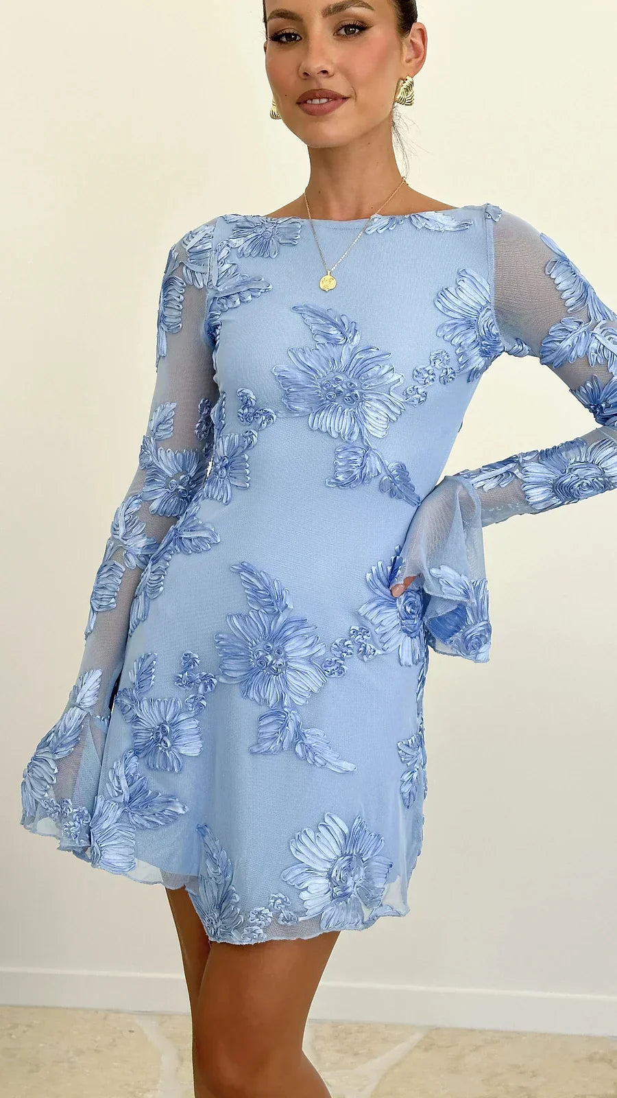 Gloria - Backless Printed Mini Dress