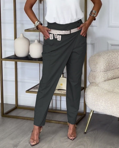 Merel - Patchwork trousers with belt