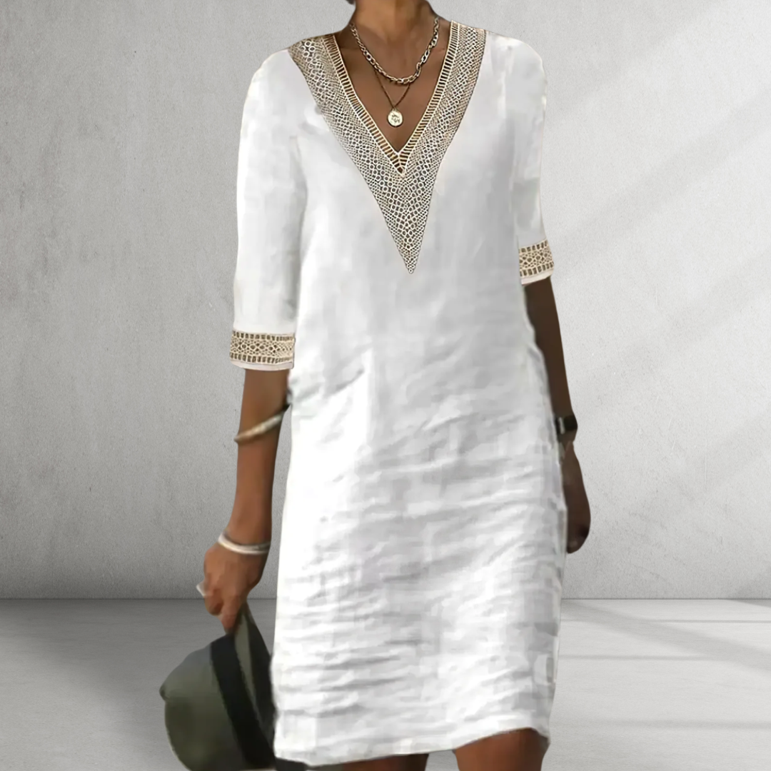 Elegant Cotton Linen Summer Dress with Timeless Charm