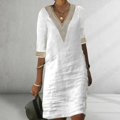 Elegant Cotton Linen Summer Dress with Timeless Charm