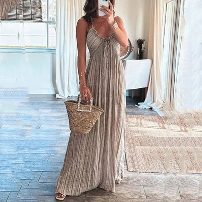 سيلفيا - فستان بوهيمي بفتحة رقبة على شكل حرف V