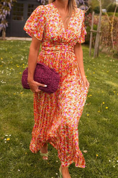 Mandy - Long Dress with Floral Print in a Romantic and Light Style