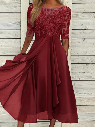 Scarlett | Lace Sleeve Midi Dress