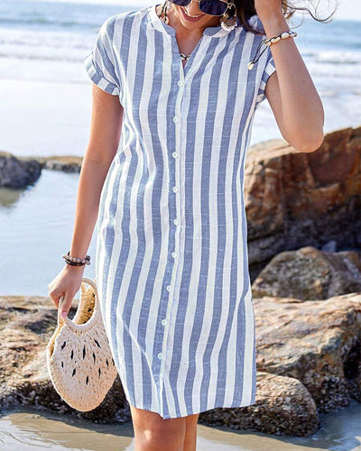 Marga - Elegant Striped Shirt Dress