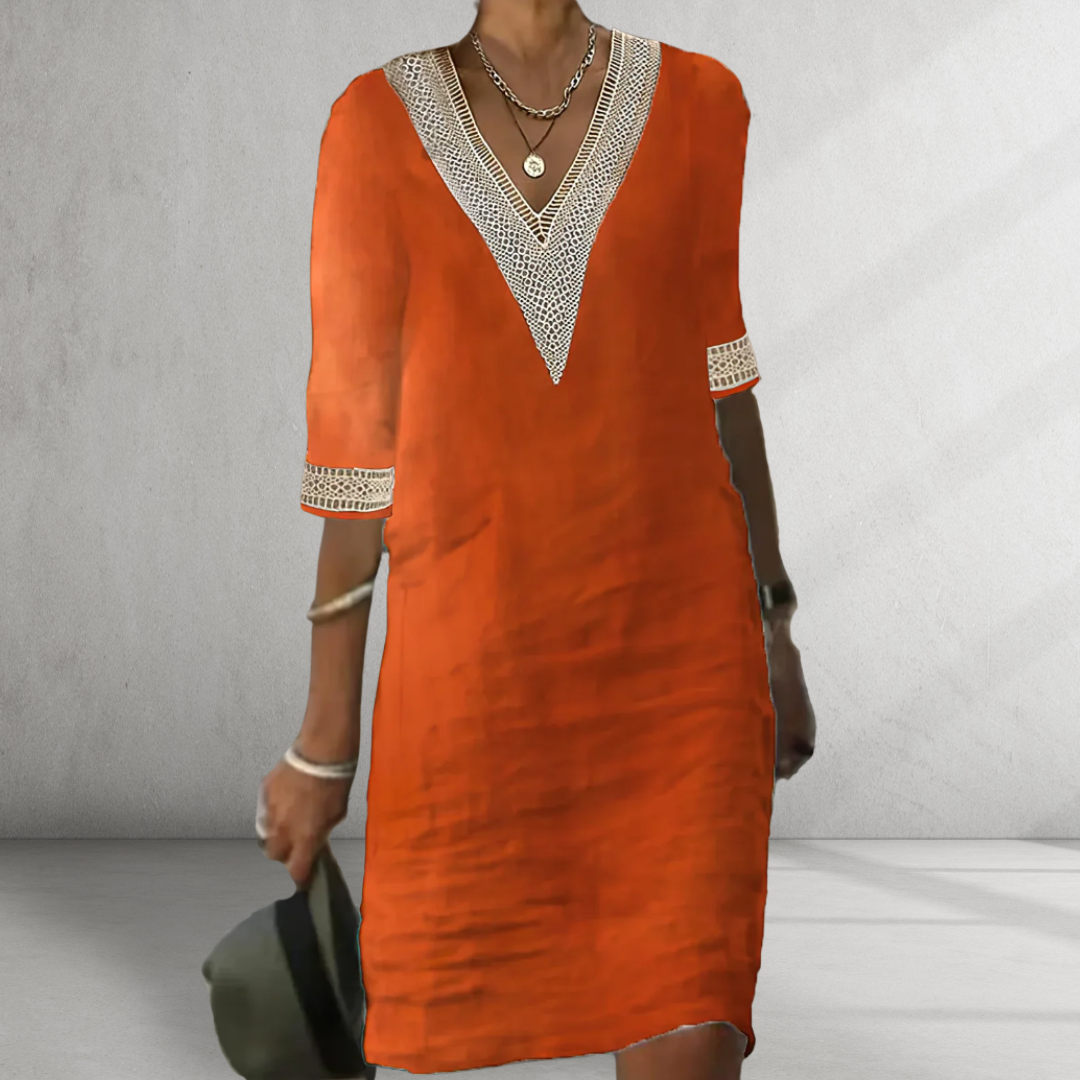 Elegant Cotton Linen Summer Dress with Timeless Charm
