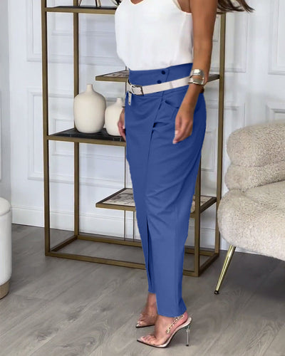 Merel - Patchwork trousers with belt
