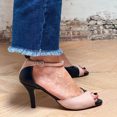Black Ankle Strap Heels – Timeless Color Block Elegance