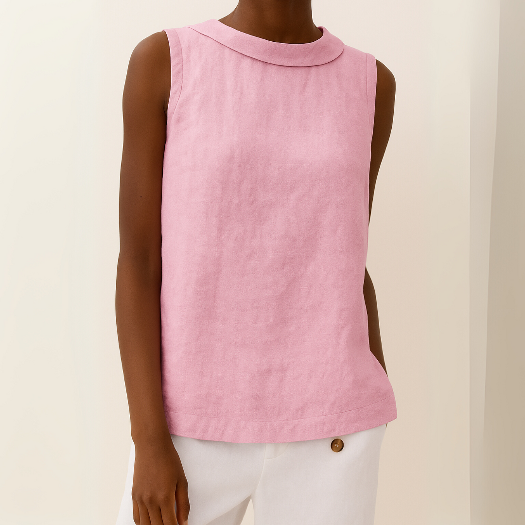 Camellia – Sleeveless Roll Collar Top