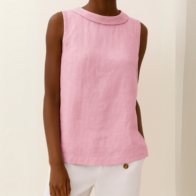 Camellia – Sleeveless Roll Collar Top