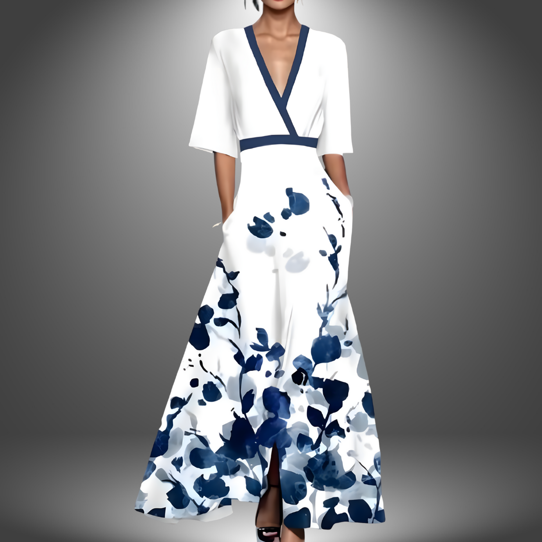 Alexa - Chic Floral V-Neck Maxi Dress