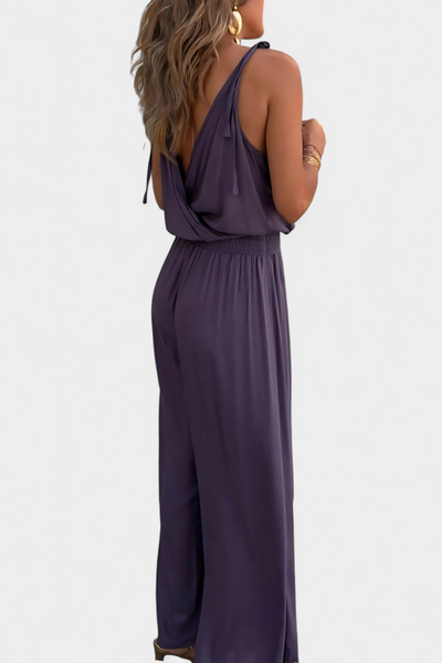 Marianne - Embroidered V-Neck Jumpsuit with Open Leg