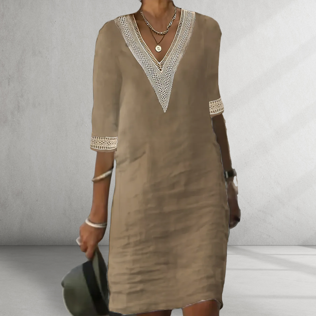 Elegant Cotton Linen Summer Dress with Timeless Charm