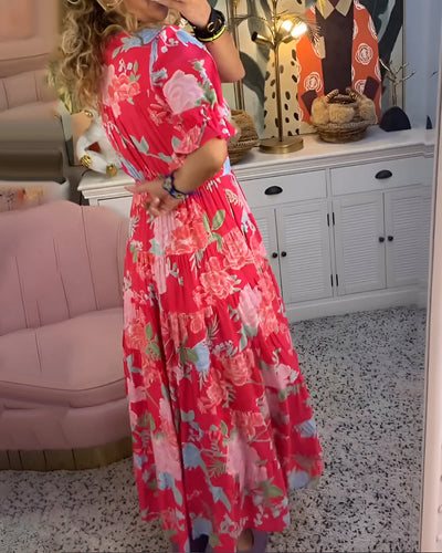 Aurelia - Floral Print V-neck Pocket Dress