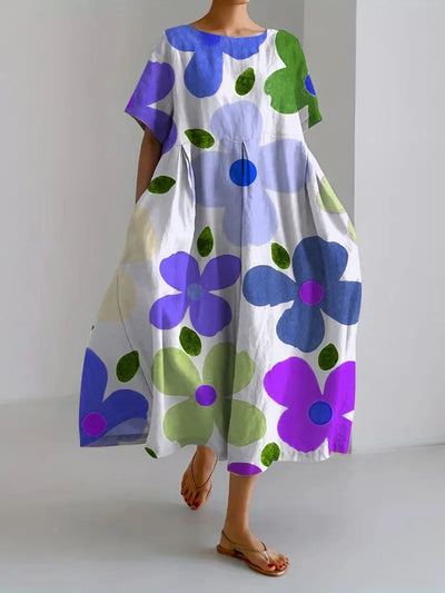 Carla - Floral Midi Dress with a Carefree Style and Summer Comfort for Colorful Days