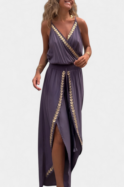 Marianne - Embroidered V-Neck Jumpsuit with Open Leg