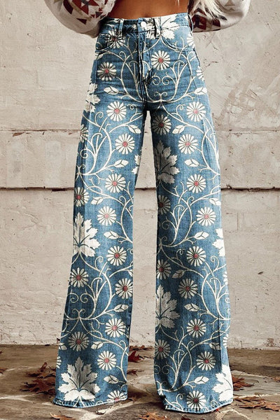 Althea - Elegant Boho Pants with Floral Pattern