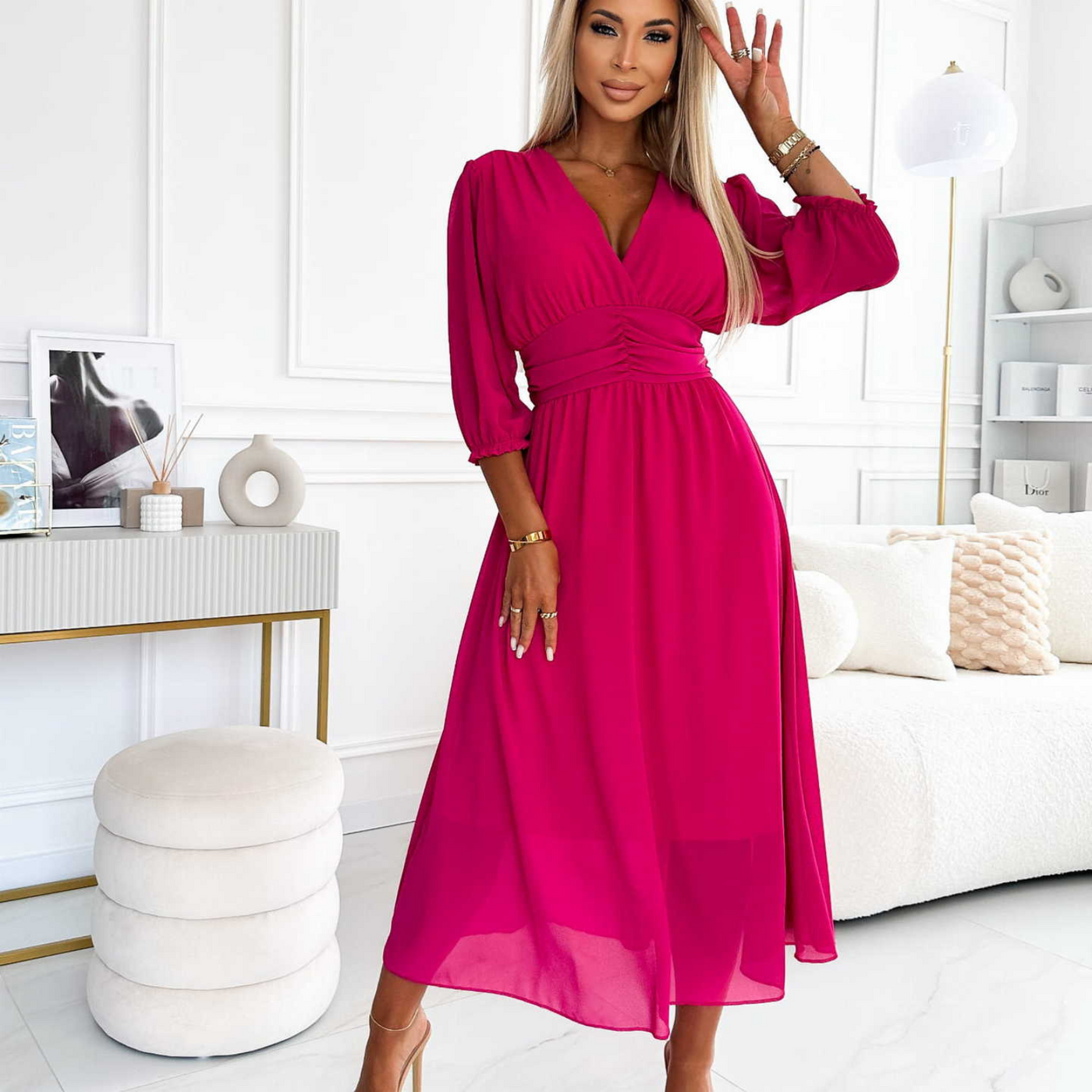 Ethereal Silky Chiffon Dress for Timeless Elegance