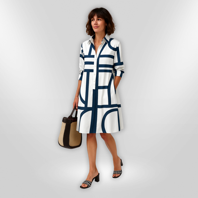 Halena - Midi Dress with Geometric Pattern