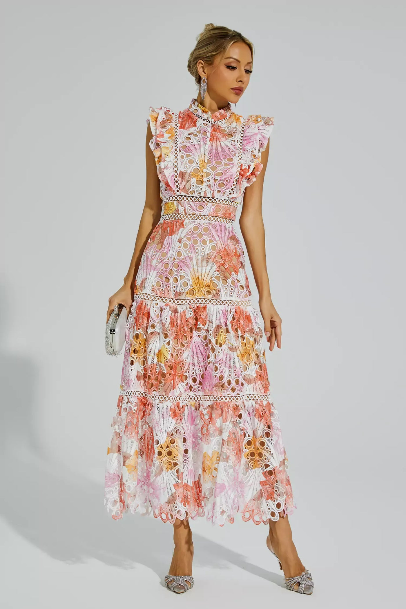 Ayleen Orange Hollow Sleeveless Maxi Dress