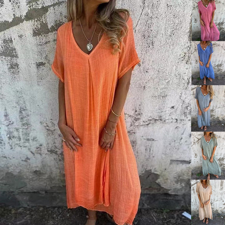 Draped V-Neck Dress for Timeless Elegance