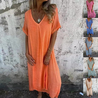 Draped V-Neck Dress for Timeless Elegance