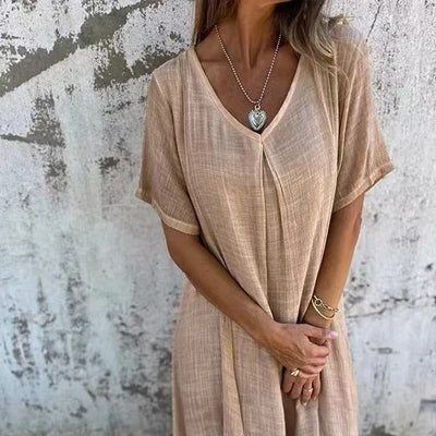 Draped V-Neck Dress for Timeless Elegance