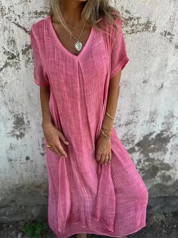 Draped V-Neck Dress for Timeless Elegance
