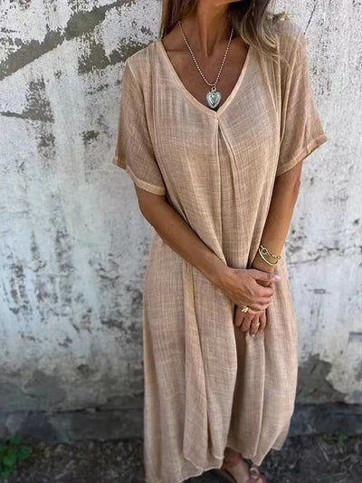 Draped V-Neck Dress for Timeless Elegance