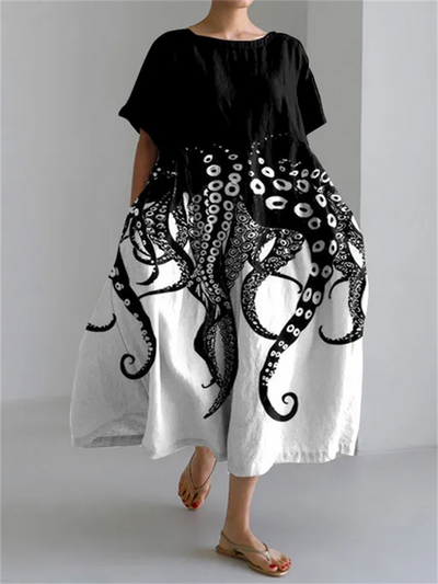 Serena - Flower Print Summer Dress with Flattering Cut and Freedom of Movement