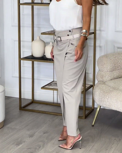 Merel - Patchwork trousers with belt