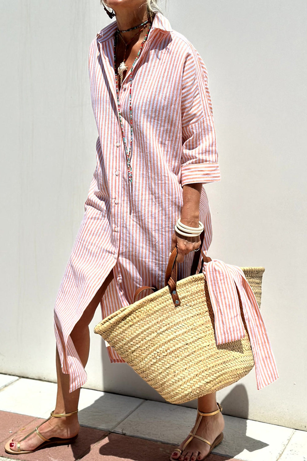Andrea - Elegant Striped Shirt Dress