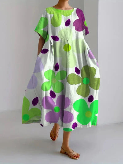 Serena - Flower Print Summer Dress with Flattering Cut and Freedom of Movement