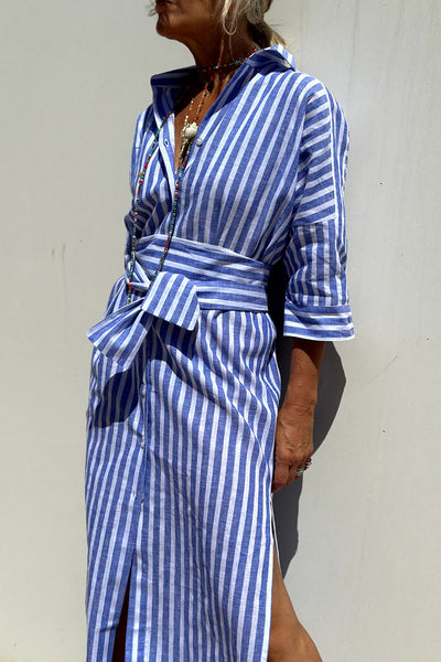 Andrea - Elegant Striped Shirt Dress