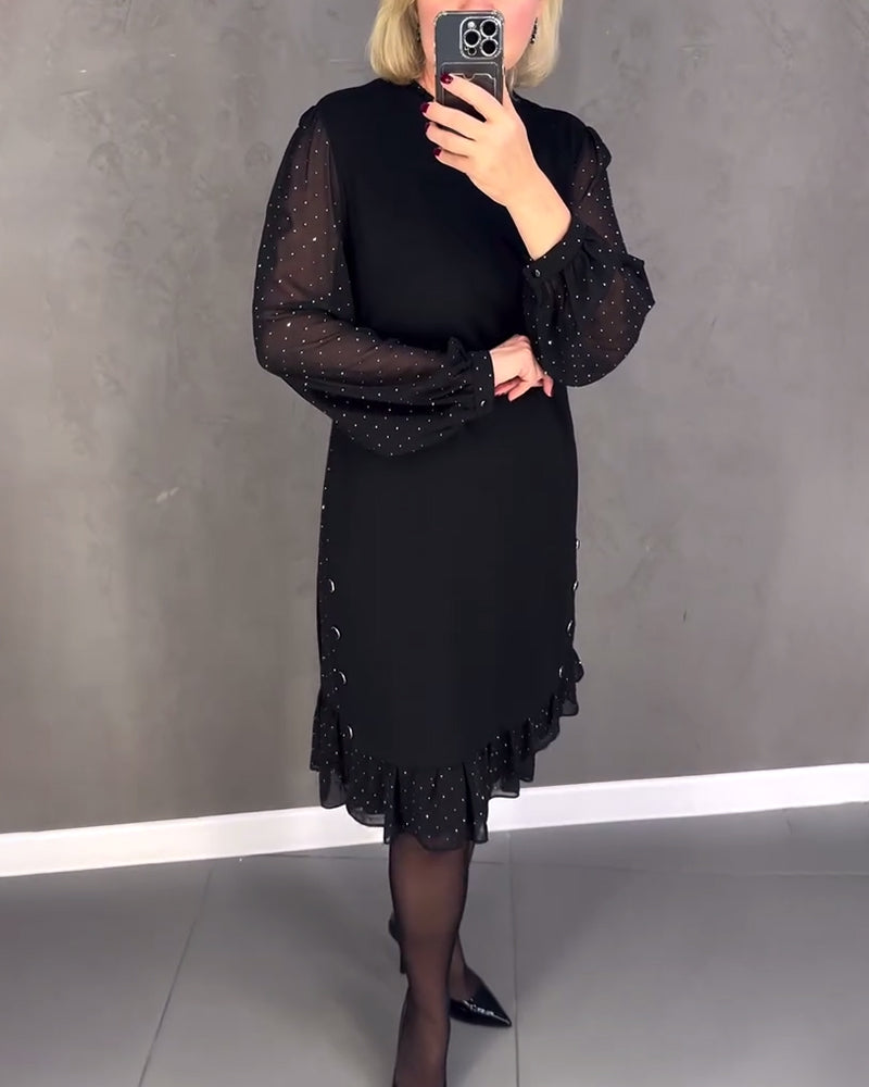 Jennie - Elegant Dress with Sheer Sleeves and Flattering Cut for Fall Occasions