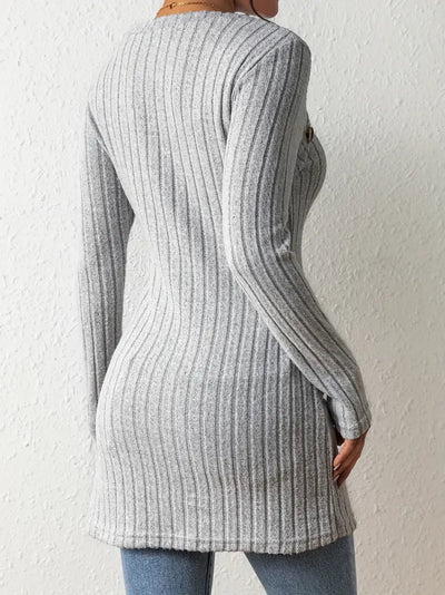 Jasmine - Asymmetric Top with Buttons and Ribs