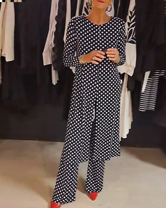 Katelyn - Two-Piece Set with Polka Dot Print for Casual Elegance and Versatile Summer Looks