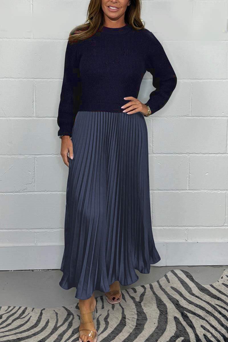 Tinaya - Long jumper with pleated skirt