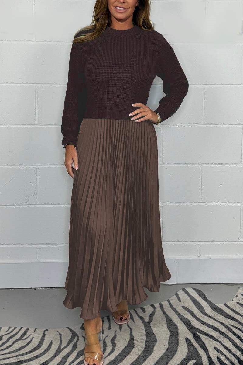 Tinaya - Long jumper with pleated skirt