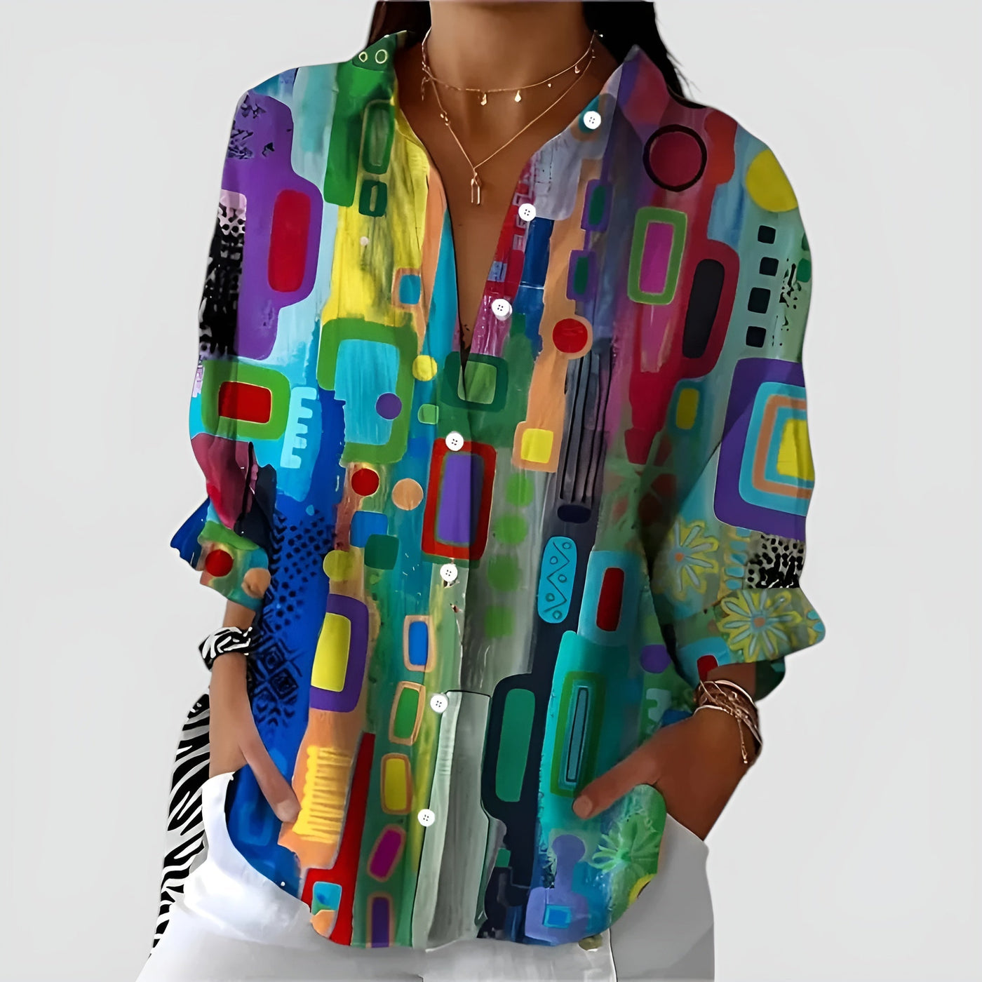Geometric Elegance Blouse – Timeless Design with Chic Flair