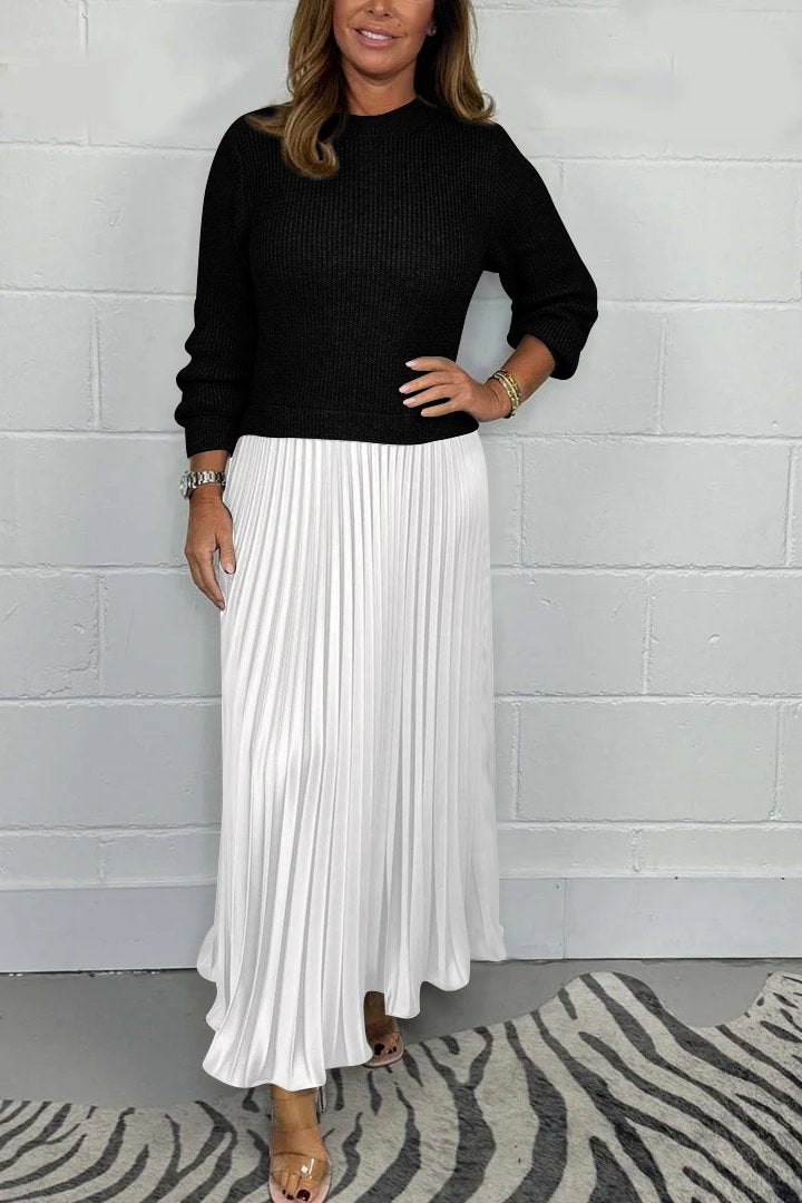 Tinaya - Long jumper with pleated skirt