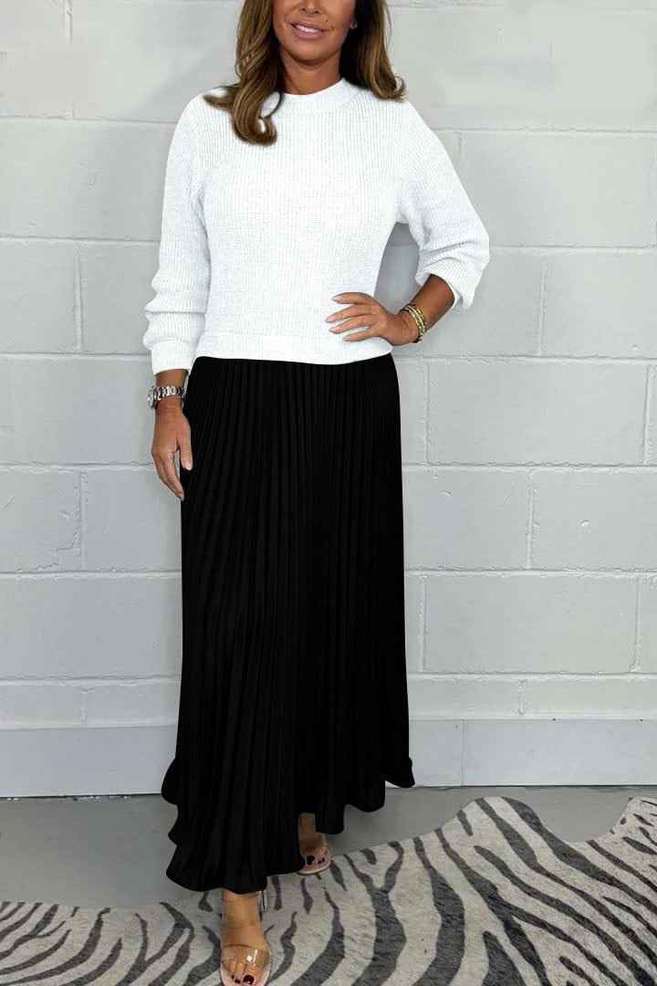 Tinaya - Long jumper with pleated skirt