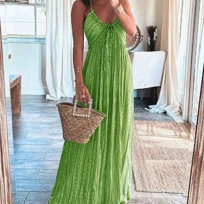 سيلفيا - فستان بوهيمي بفتحة رقبة على شكل حرف V
